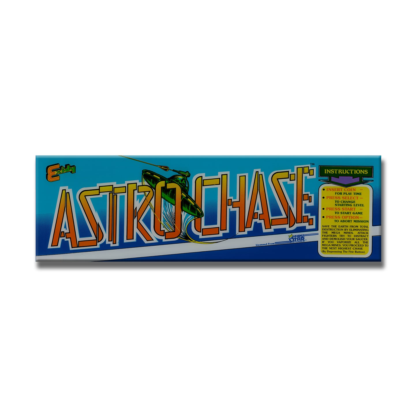 Astro Chase Arcade Backlit Marquee Insert 26" x 8"