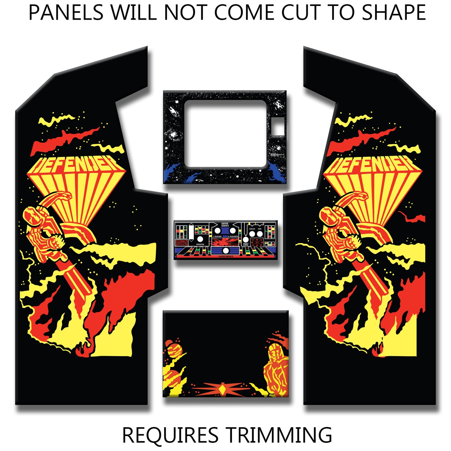 Defender Arcade Side Art Decal Kit w/ Bezel & CPO (7 Hole)