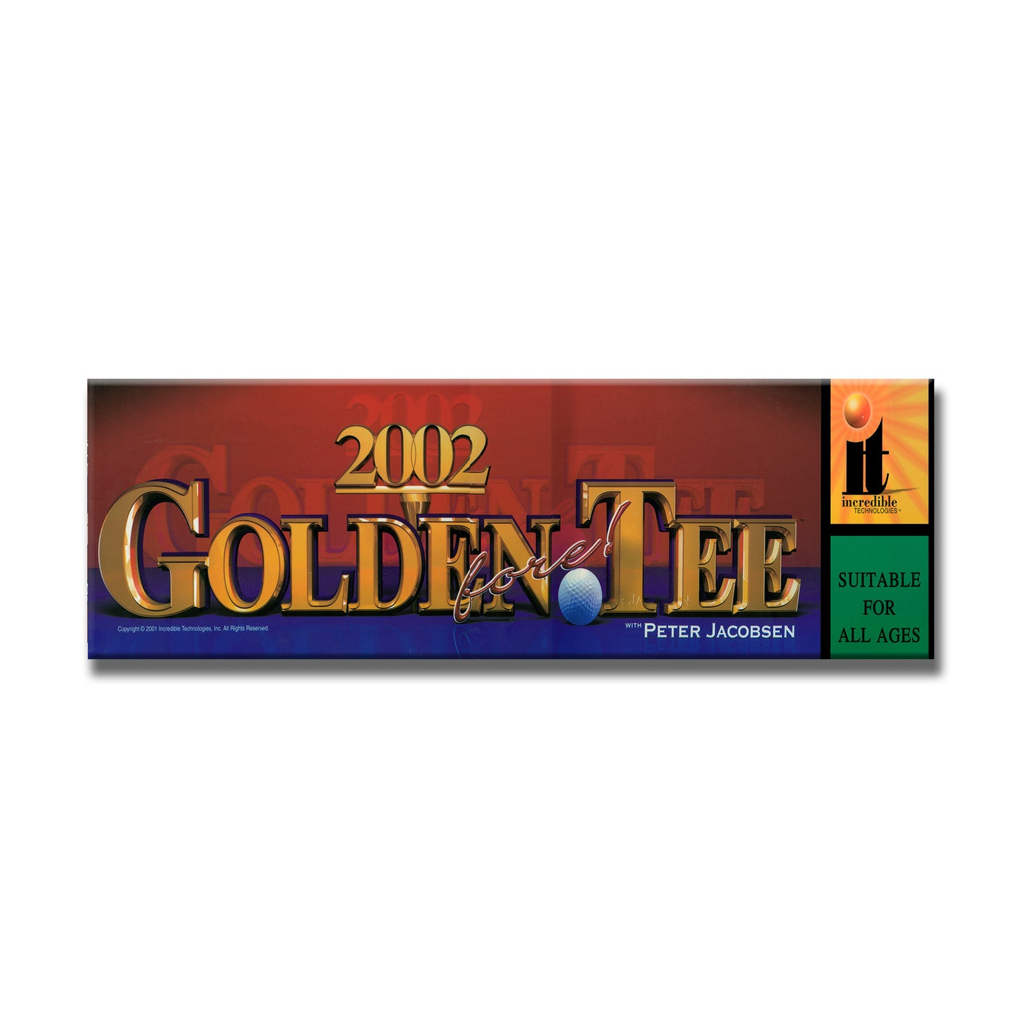 Golden Tee Fore 2002 Arcade Backlit Marquee Insert 26" x 8"