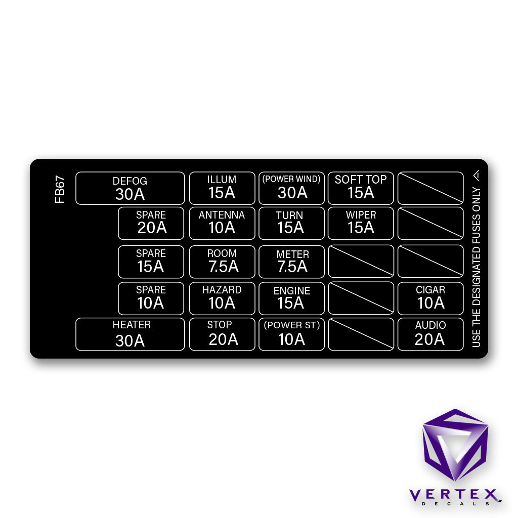 Mazda RX7 FC FB67 Fuse Box Decal 86-88 1986-1988