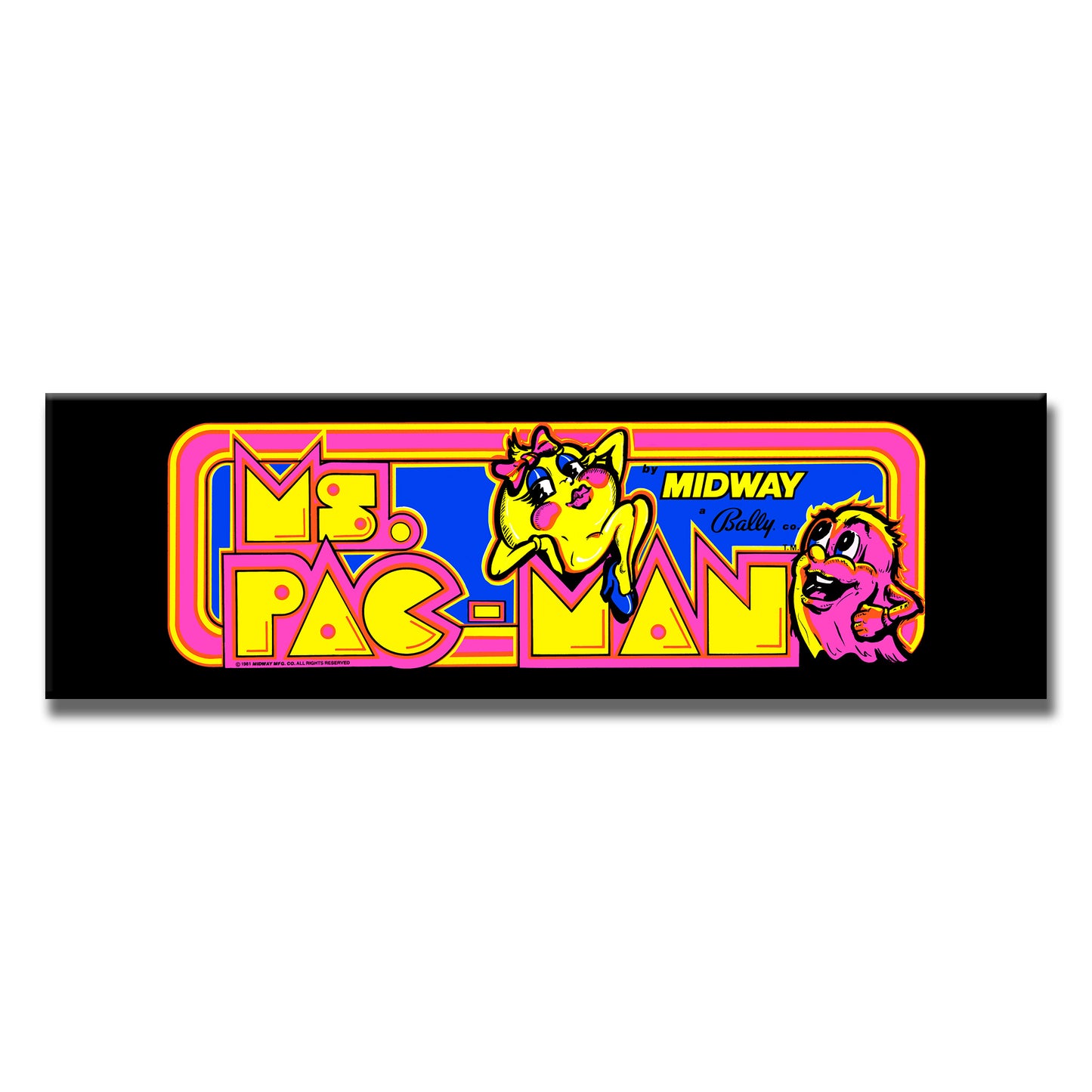 Ms. Pac Man Arcade Backlit Marquee Insert 26" x 8"