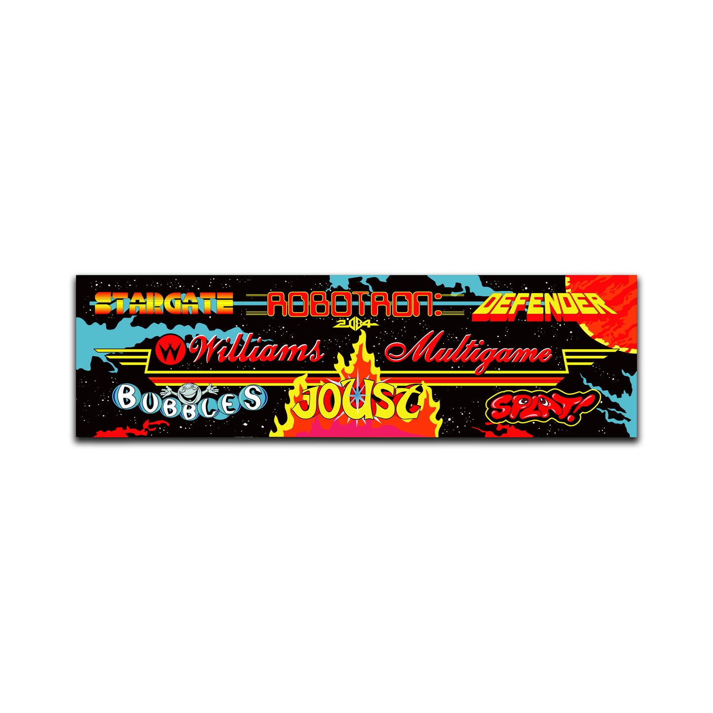 Multi Williams Arcade Backlit Marquee Insert 26" x 8"