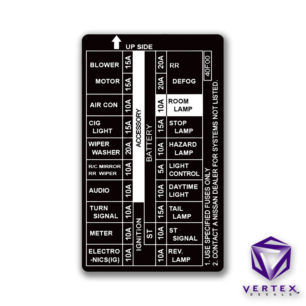Nissan 240SX S13 1991-1994 91-94 Kicker Panel Fuse Box Decals