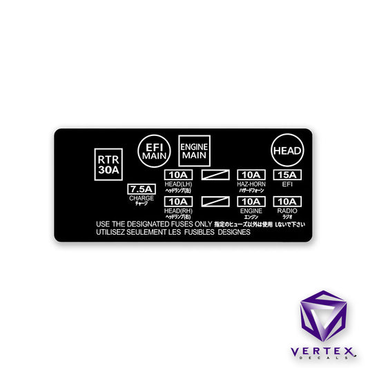 Toyota AE86 Fuse Box Decal 1983-1987 83-87