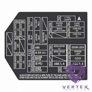 Honda Acura NSX NA1/2 Relay/Fuse Box Cover Decal 1991-2005 91-05