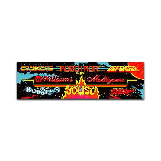 Multi Williams Arcade Backlit Marquee Insert 26" x 8"