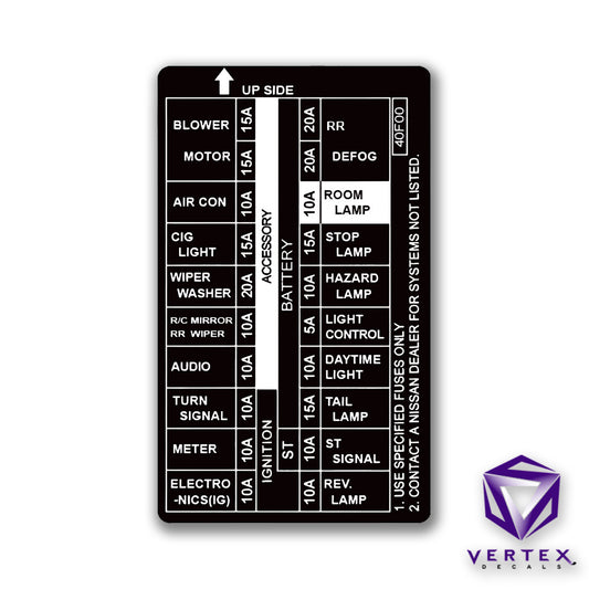 Nissan 240SX S13 1991-1994 91-94 Kicker Panel Fuse Box Decals