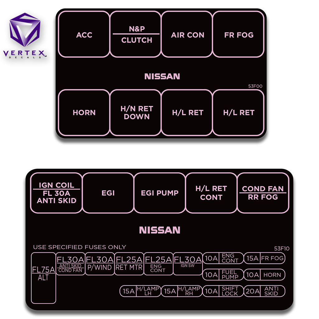 Nissan 240SX S13 1991-1994 91-94 Fuse Box Decals