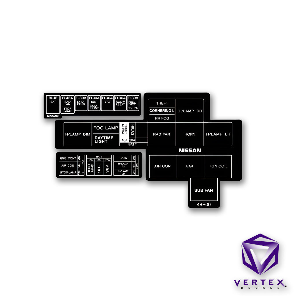 Nissan 300ZX Z32 Relay Fuse Box Decal 1989–2000 89-00