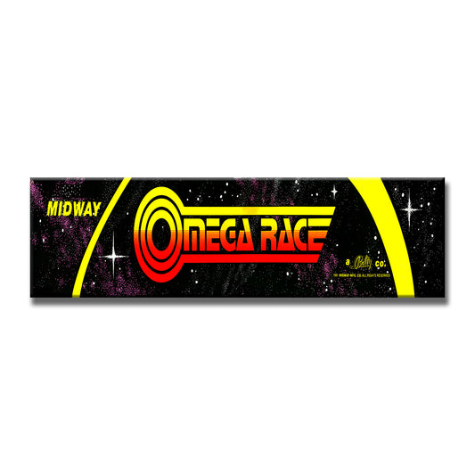 Omega Race Arcade Backlit Marquee Insert 26" x 8"