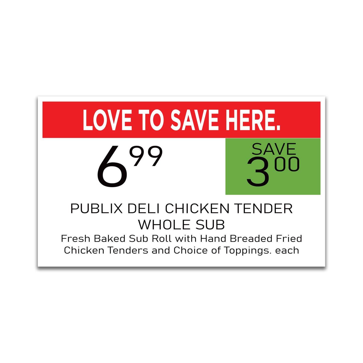 Publix Chicken Tender Sub
