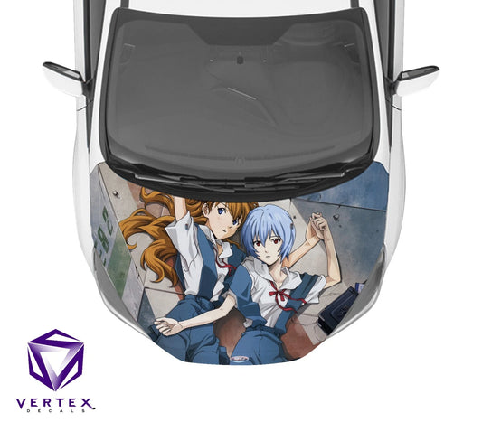 Asuka & Rei Neon Genesis Evangelion Anime Hood Wrap 65" X 50"